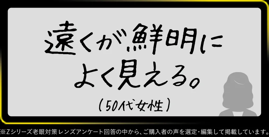 遠くが鮮明によく見える。(50代女性)